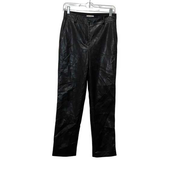 Babaton Black High Rise Faux Leather Straight-Leg Pants Women's Size 4 - Picture 2 of 11